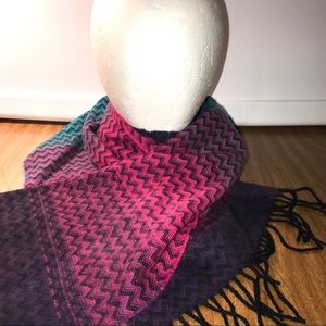 Faux Cashmere Multi Color Fringe Scarf